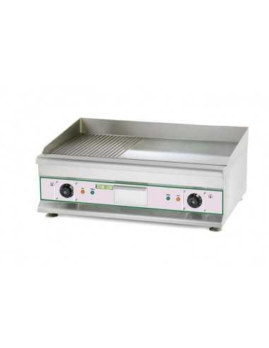 Electric fry top with smooth/ribbed surface cm 74.6 x 39.8