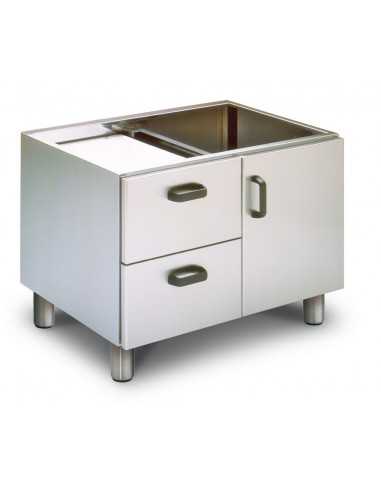 Base with door and drawers - N°2 x GN 1/1 h 15 - Plastic - Dimensions cm 80 x 61.5 x 60h