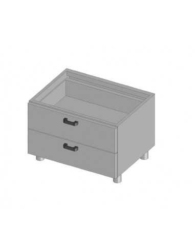 Base with drawers - N°2 drawers GN 2/1 - 4 GN 1/1 h 15 - Plastic - Dimensions cm 80 x 61.5 x 60h