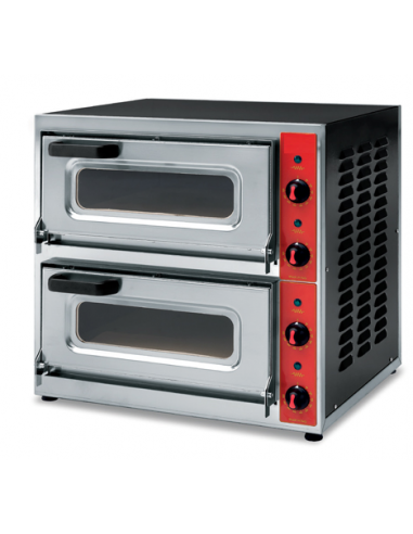 Forno pizza elettrico da 1+1 pizza - Porta con vetro - cm 55.5 x 46 x 53.5 h