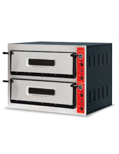 Horno de pizza eléctrico con 2+2 bandejas - cm 112,5 x 83 x 83,5 h