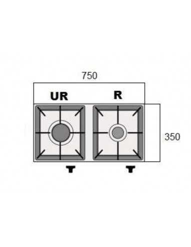 N. 1 ultra fast burner - kW 6 - N. 1 quick burner kW 3.5