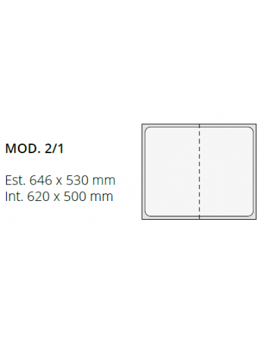 Tazón de acero inoxidable 2/1 - Cm 64.6 x 53 x 20 h