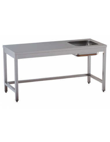 Table per day AISI 430 - Right tank - Depth 60