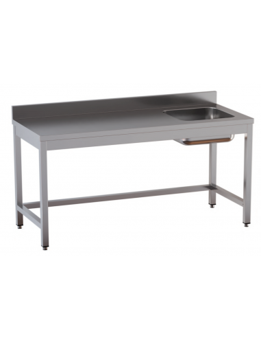 Table per day AISI 430 - Right tank - Depth 80 - Alzatina