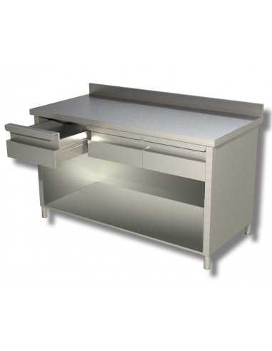 Table per day AISI 430 - Alzatina - Depth 70 - Cassetti