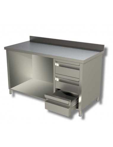 Table per day AISI 430 - Depth 70 - Right drawers - Alzatina