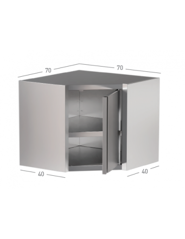 Armadio pensile - Ad angolo - Con anta battente - Ripiano n.1 - cm 70 x 70 x 65 h