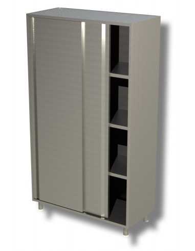 Stainless steel cabinet AISI 430 - Sliding doors - N.3 shelves - Height 180 cm