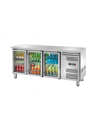 Tabla refrigerada - N. 3 puertas de vidrio - cm 179.5 x 70 x 86 h