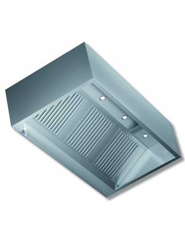 Cubic hood without a motor - Depth 140 - From 120 to 280 cm - Steel AISI 430 - Spotlights