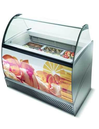 Vetrina gelato - N.13 + 13 vaschette x lt 5 o n.18 x lt 4.75 - cm 164.7 x 90.6 x 137.2 h