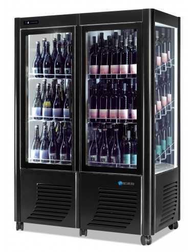 Wine display case for 144 bottles with temperature +4 +15 °C - Ventilated