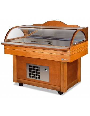 Expositor buffet de madera para pescado - 106 x 48 x 107 h cm