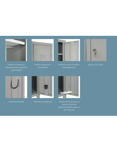 Locker room - Single-lock structure - N. 1 place - cm 37 x 35 x 180 h