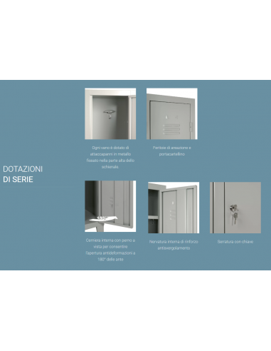 Locker room - Single-lock structure - N.2 rooms - cm 37 x 50 x 180 h