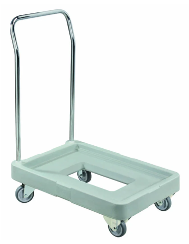 Polyethylene transport trolley with chromed handle