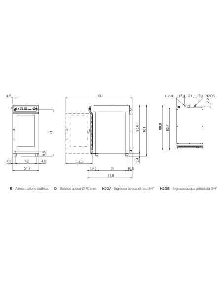 Forno elettrico combinato vapore professionale per ristorante N° 7 Teglie  GN 1/1 - Comandi elettronici