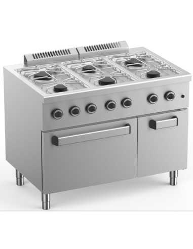 Cucina a gas - N. 6 fuochi - Forno a gas - cm 110 x 71.8 x 85h