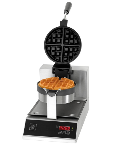 Professional waffle maker for round waffles with rotation