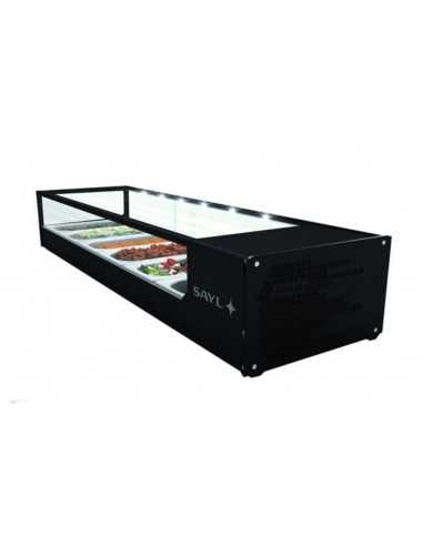 Vetrina refrigerata - N° 6 x GN 1/3 x 40 h  - Cm 132 x 38 x 22.5 h