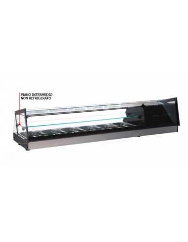 Vitrina refrigerada - N. 6 x GN 1/3 - Cm  143.8 x 39.5 x 35 h