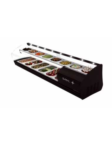 Vitrina refrigerada - N. 8 x GN 1/6 + N. 4 x GN 1/3 - Cm  108.5 x 39.5 x 34 h