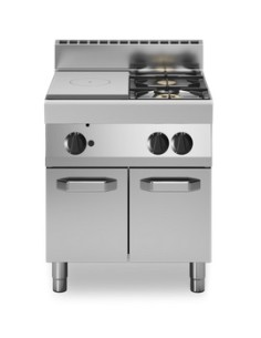 Cucina a gas con forno elettrico ventilato GN 1/1 - EKA KCV 96P - 5 fuochi  - 90 x 60 x H 85cm - acciaio inox - KCV 96 P