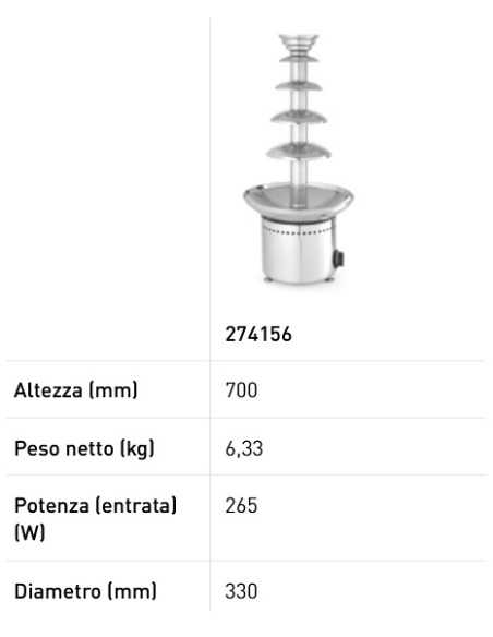 Fontana di cioccolato professionale 3 Gusti ( modSQ5 3 C)