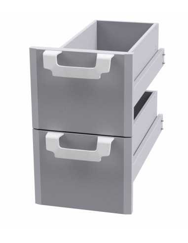 Cassettiera 300/400/600 - N. 2 cassetti con vasca inox Guide telescopiche - Dimensioni cm. 29,5x 51x 47,5h