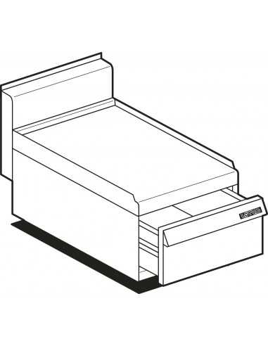 Plan de trabajo- Dibujo con 1 cuenca GN 1/1 15h de plástico - Dimensiones cm. 40x 65x 29h