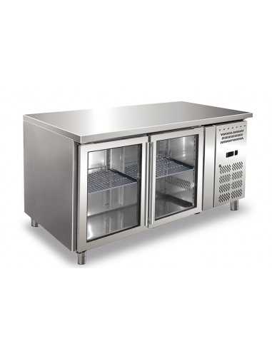 Tabla refrigerada - N. 2 puertas de vidrio - cm 136 x 70 x 86 h