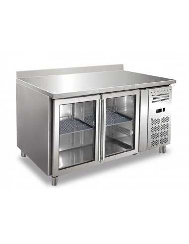 Mesa refrigerada - Alzatina - N. 2 puertas de vidrio - cm 136 x 70 x 96 h