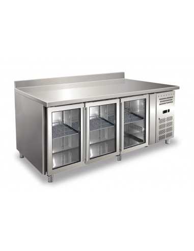 Mesa refrigerada - Alzatina - N. 3 puertas de vidrio - cm 179.5 x 70 x 896 h