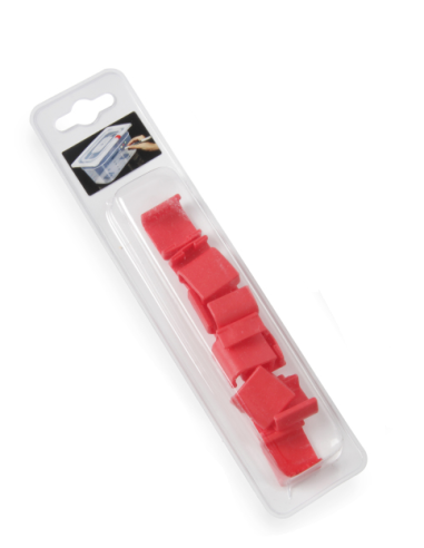 Clips tapas - Rojo - Para contenedores Gastronorm HACCP - 12 piezas