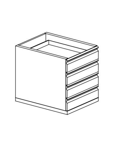 Cassettiera 4 cassetti con guide cm 37 x 60/70 x 56 h