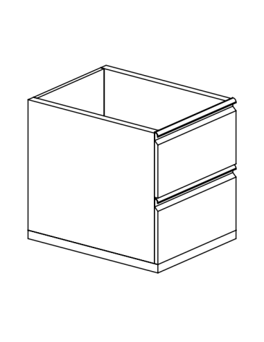 Cassettiera a 2 cassettoni con guide 1/2 cm 37 x 60/70 x 56 h