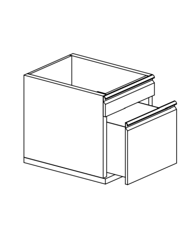 Cassettiera a 2 cassetti con guide 1/3-2/3 cm 37 x 60/70 x 62 h