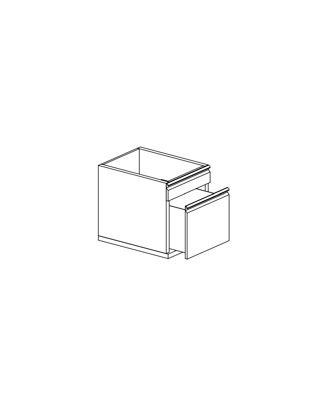 Drawer with 2 drawers with guides 1/3-2/3 cm 37 x 60/70 x 62 h