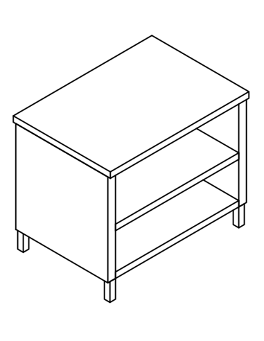 Tavolo a giorno AISI 304 - Profondità 70 - Ripiano - Gambe quadre