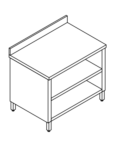 Tavolo a giorno AISI 304 - Alzatina - Profondità 70 - Ripiano - Gambe quadre