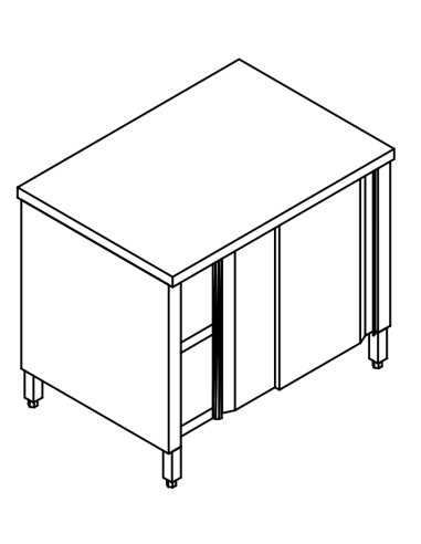 Cupboard table AISI 304 - Depth 70 - shelf - Square legs