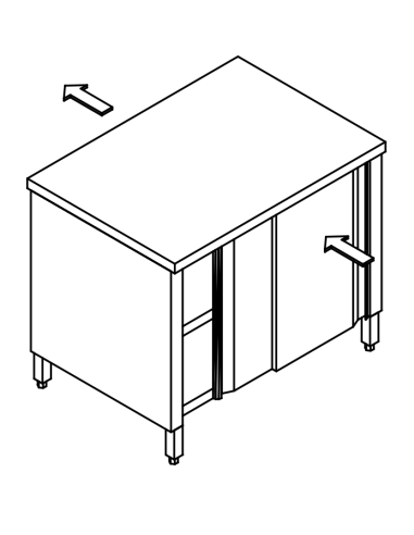 Tavolo armadiato AISI 304 - Profondità 70 - Apertura su due lati - Gambe quadre