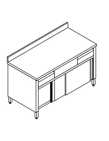 Mesa cerrada AISI 304 - Profundidad 70 - Alzatina - Cassettiera