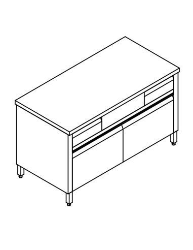 Mesa cerrada palizas AISI 304 - Dibujo - Profundidad 60