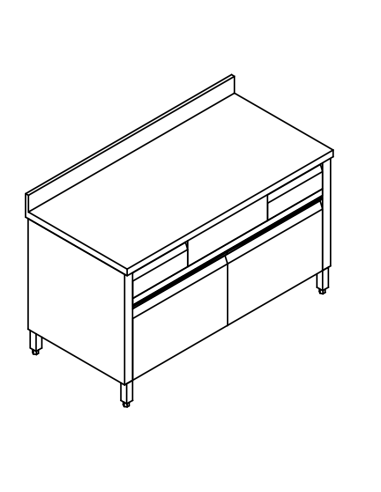 Mesa cerrada palizas AISI 304 - Cassettiera - Alzatina -Profondità 70