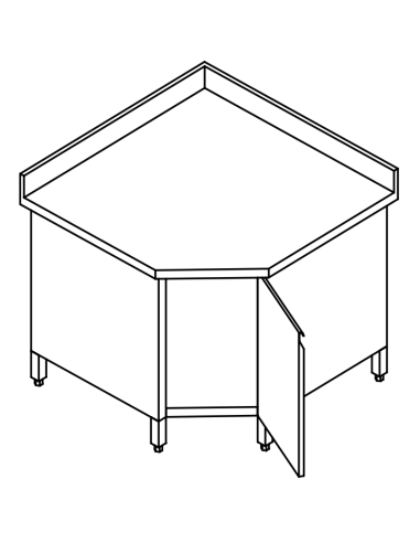 Mesa cerrada AISI 304 - Alzatina - No estante - cm 110 x 110 x 70 x 85/90 h