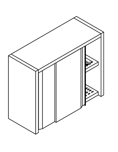 Sliding wall - Dish rack and shelf - Height 60 cm - Dimensions various