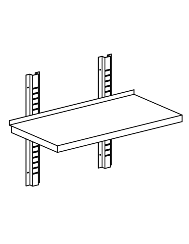 Mensola - Liscia con cremagliera - Portata 20 kg - Dimensioni varie