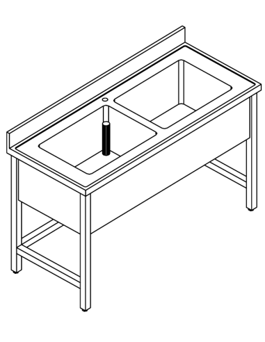 Lavello a giorno - Depth 70 - N. 2 tanks - Dimensions various